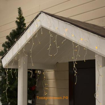 Гирлянда «Бахрома» 4 × 0.6 м, IP44, прозрачная нить, 180 LED, свечение жёлтое, 8 режимов, 220 В
