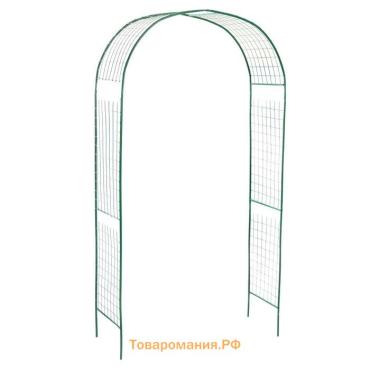 Арка садовая, 230×125×50 см, для вьющихся растений, металлическая, зелёная, «Сетка», Greengo