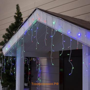 Гирлянда «Бахрома» 4 × 0.6 м, IP44, белая нить, 180 LED, свечение мульти, 8 режимов, 220 В