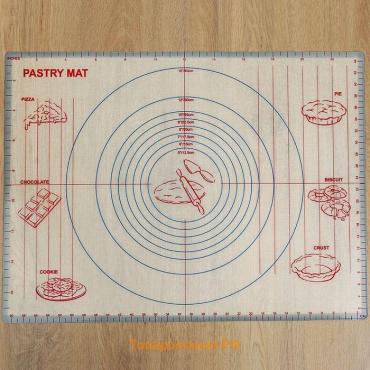 Коврик для выпечки и раскатки теста с разметкой , армированный, силикон, 60×40,5 см