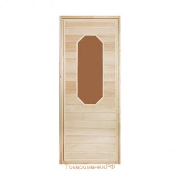 Дверь для бани со стеклом "Ромашка", 160×70см