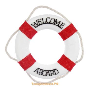Декор настенный, панно спасательный круг с бечевкой Welcome aboard, 4×26×26 см, МИКС