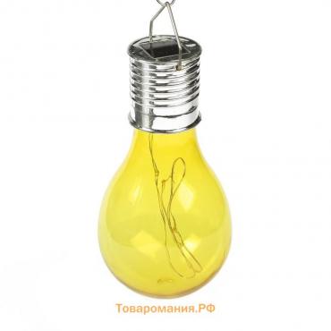 Садовый светильник на солнечной батарее «Лампочка жёлтая», 8×14×8 см, 5 LED, свечение белое