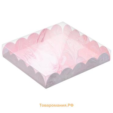 Коробка для печенья, кондитерская упаковка с пластиковой крышкой, «Радуйся новому дню», 18 х 18 х 3 см