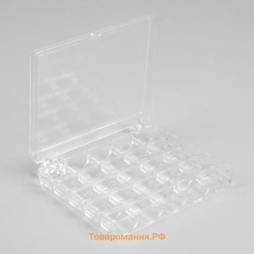 Органайзер для ниток, на 25 шпулек, 12.3×10×2.5 см, прозрачный