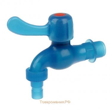 Кран, наружная резьба 1/2", для шланга 1/2" (12 мм), пластик, цвет МИКС, Greengo