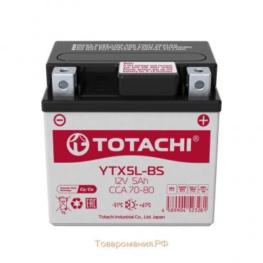 Аккумуляторная батарея Totachi MOTO YTX5L-BS, 5 Ач, обратная полярность