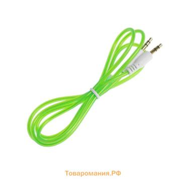 Кабель аудио AUX Luazon, Jack 3.5 мм(m)-Jack 3.5 мм(m), прозрачная оплетка, 1 м, зелёный