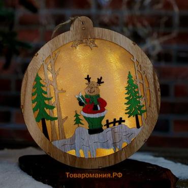 Декор новогодний с подсветкой «Олень с подарком» 3.5×19.5×21.5 см