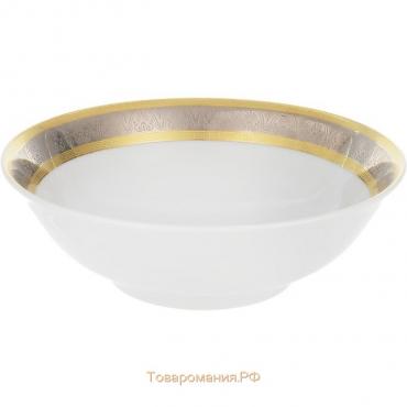Салатник круглый Opal, декор «Широкий кант платина, золото», 16 см