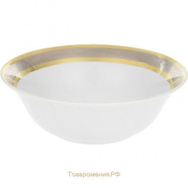 Салатник круглый Opal, декор «Широкий кант платина, золото», 19 см