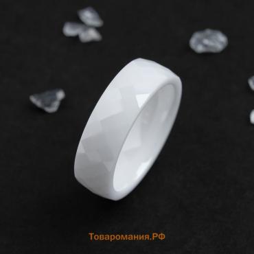 Кольцо керамика «Минимал» огранка ромб, 6 мм, белое, 18 размер