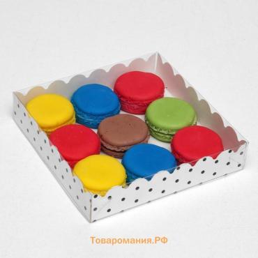 Коробочка для печенья с PVC крышкой «Горох», белая, 15×15×3 см