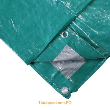 Тент защитный, 8×6 м, плотность 120 г/м², УФ, люверсы шаг 1 м, зелёный