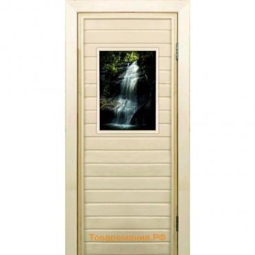 Дверь для бани со стеклом (40*60), "Водопад-2", 170×70см, коробка из осины