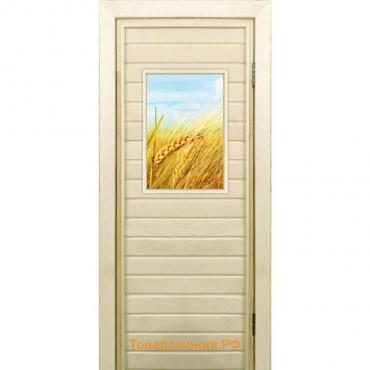 Дверь для бани со стеклом (40*60), "Пшеница-2", 180×70см, коробка из осины
