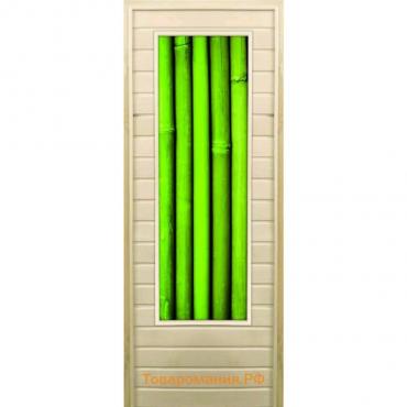 Дверь для бани со стеклом (43*129), "Бамбук-4", 190×70см, коробка из осины