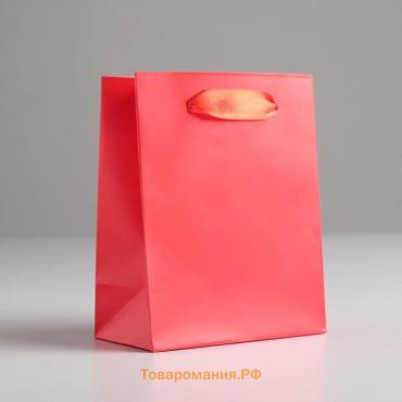 Пакет подарочный, упаковка, «Алый», 12 х 15 х 5.5