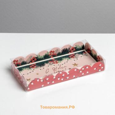 Коробка для кондитерских изделий с пластиковой крышкой «Гирлянды», 10.5 х 21 х 3 см