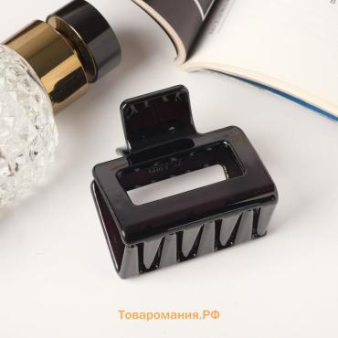 Краб для волос «Глянец», прямой геометрия, 5×5 см, чёрный