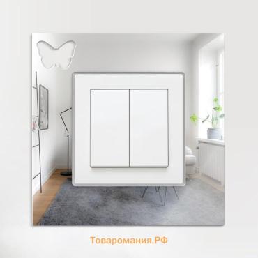 Наклейка интерьерная зеркальная на выключатель TAKE IT EASY «Бабочка», декор настенный, 15×15 см