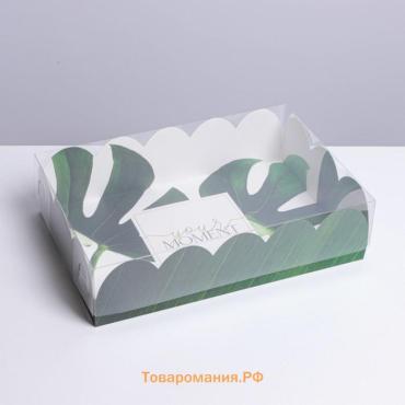 Коробка для печенья, кондитерская упаковка с пластиковой крышкой, «Эко», 20 х 30 х 8 см