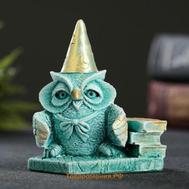 Фигурка гипс «Сова библиотекарь», изумрудная, 9×7×6 см