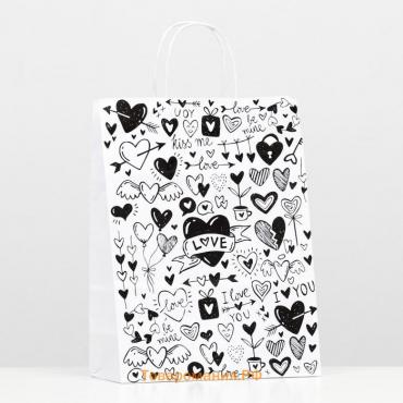 Пакет подарочный "Love you, angel", 24×10.5×32 см