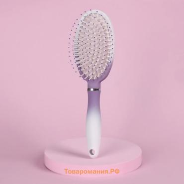 Расчёска массажная, прорезиненная ручка, 7×24 (±1) см, белая, фиолетовая