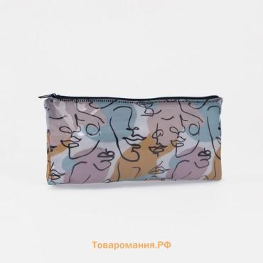 Косметичка-пенал на молнии, с рисунком «Лица», разноцветная