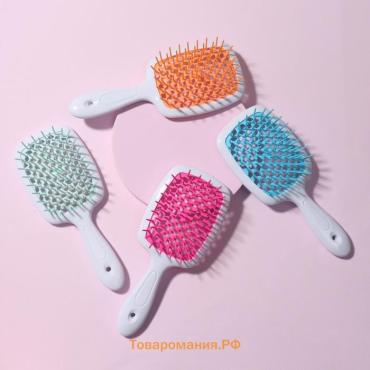Расчёска массажная, широкая, вентилируемая, 8.5×20.5(±1) см, PVC коробка, МИКС, белая