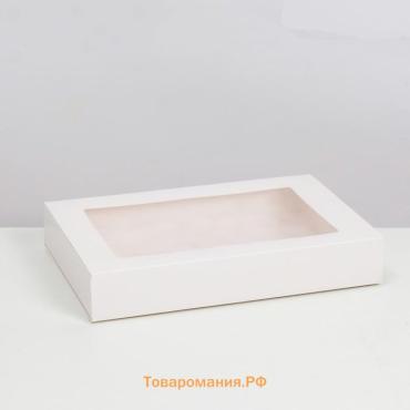 Коробка складня, пенал, с окном, белая, 30×20×5 см