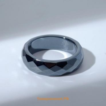 Кольцо «Ночь» под гематит, гранёное, цвет чёрный, размер 19