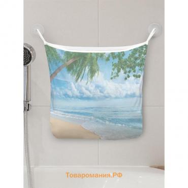 Органайзер в ванну на присосках «Теплый пляж», для хранения игрушек и мелочей, размер 33х39 см