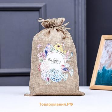 Мешок подарочный с термонаклейкой «От всего сердца» 15.5×24 см